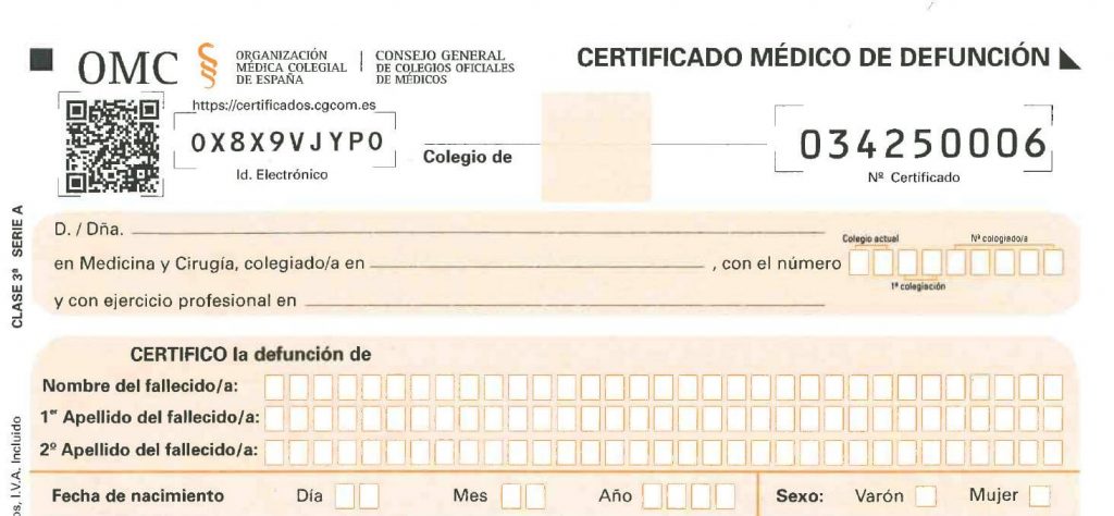 Certificado de defunción